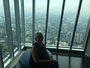 I am on the 86th floor of the Petronas Tower #2 overlooking the city.